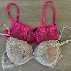 Bundle of 2 Victoria’s Secret Lace Push-Up Bras, 34A